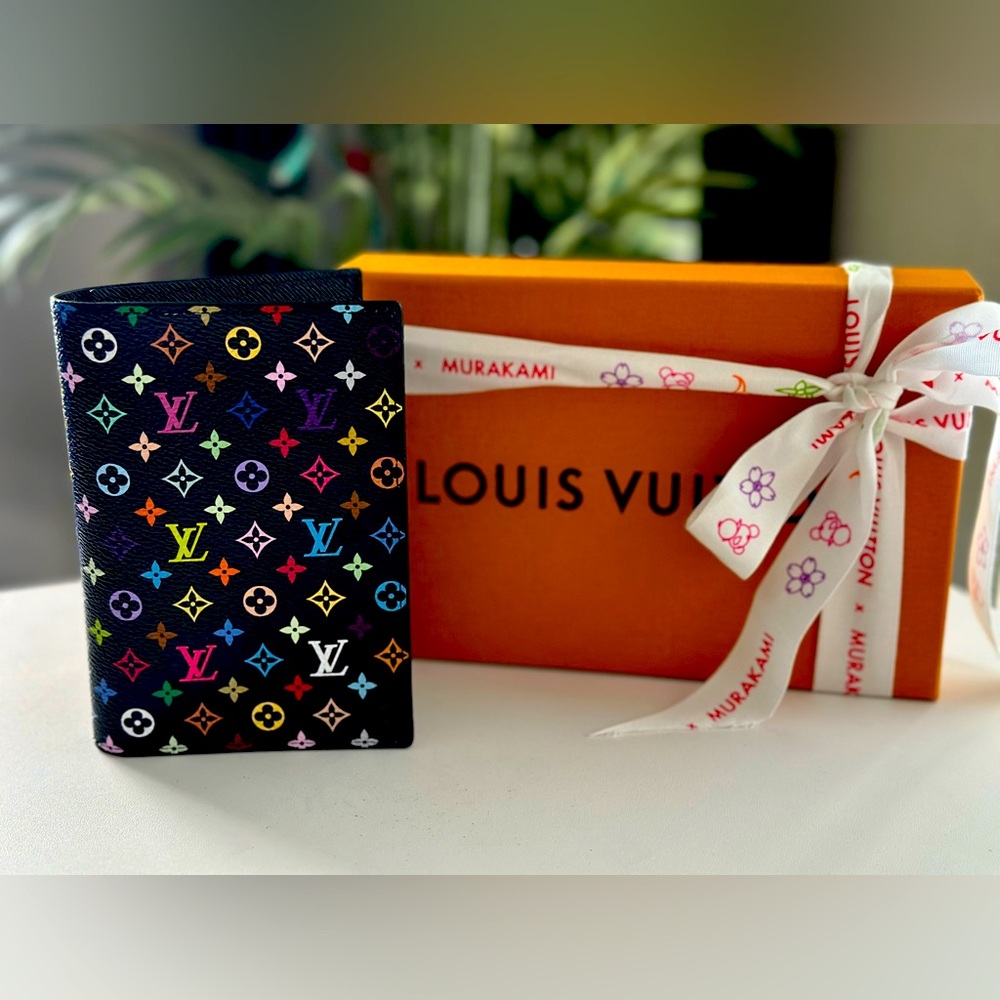 Louis Vuitton x Murakami Multicolor Monogram Passport Cover Black